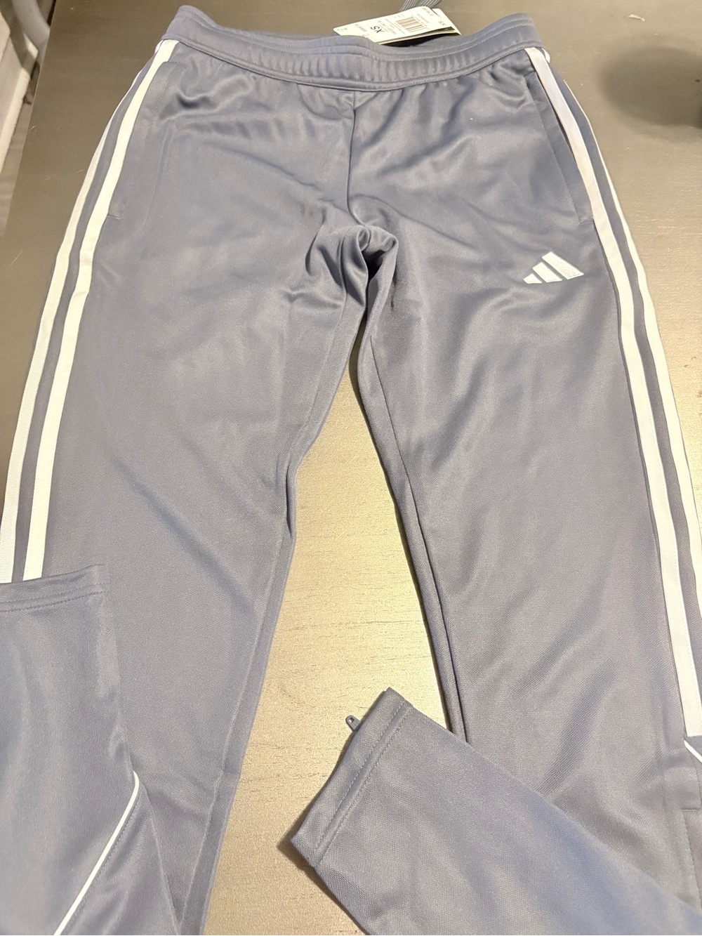 adidas Kids Slate Gray Track Joggers with White Side Stripes